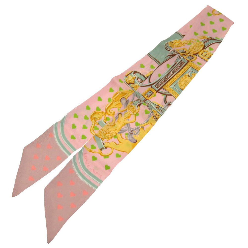 エルメス ハートツイリー BRIDES de GALA LOVE ブリッド ドゥ ガラ ラヴ スカーフ シルク ピンク スカーフ ツイリー 0268 【中古】 HERMES