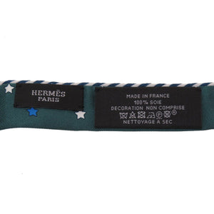 新品同様 エルメス ツイリードールキャンディ paris station パリステーション シルク ヴェールシプレ ブルーアズール スカーフ リボン 0269 【中古】 HERMES