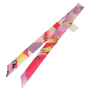 新品同様 エルメス ツイリードール 京都マーブル ローズ マルチカラー シルク スカーフ リボン 0270 【中古】 HERMES