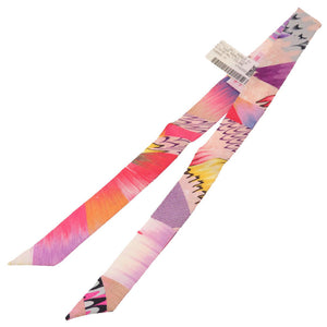 新品同様 エルメス ツイリードール 京都マーブル ローズ マルチカラー シルク スカーフ リボン 0270 【中古】 HERMES