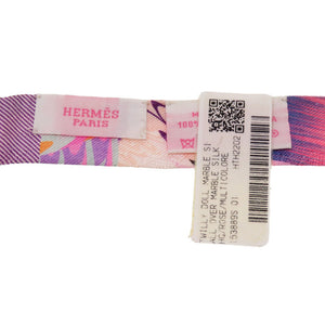 新品同様 エルメス ツイリードール 京都マーブル ローズ マルチカラー シルク スカーフ リボン 0270 【中古】 HERMES
