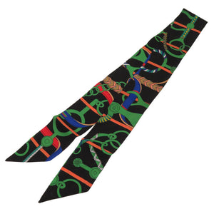 エルメス ツイリー PANOPLIE 乗馬の装具一式 スカーフ ブラック シルク スカーフ 0271 【中古】 HERMES