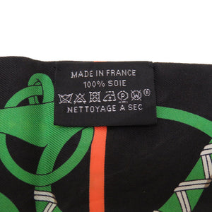 エルメス ツイリー PANOPLIE 乗馬の装具一式 スカーフ ブラック シルク スカーフ 0271 【中古】 HERMES