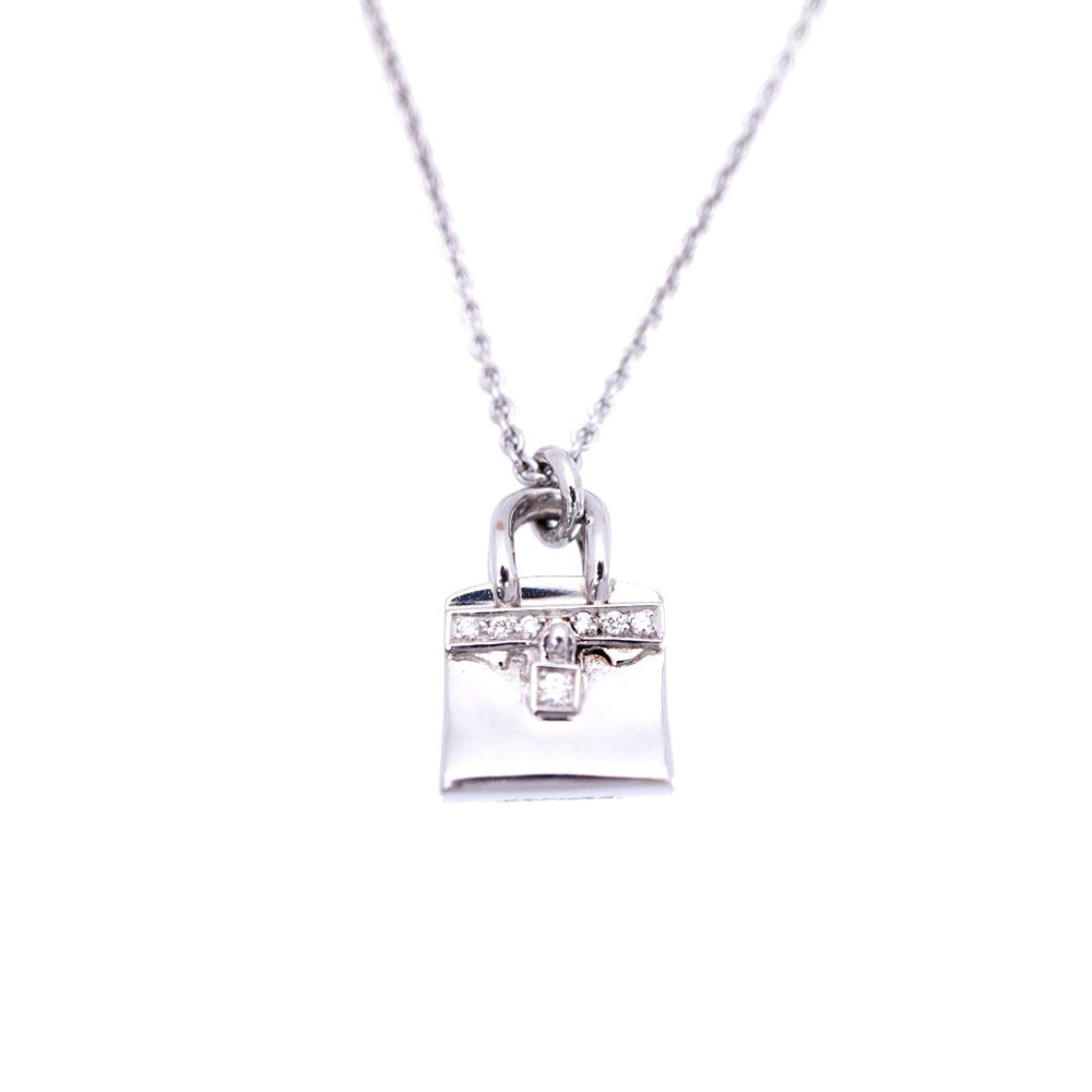 美品 エルメス アミュレット バーキン K18WG/ダイヤモンド ネックレス ホワイトゴールド ジュエリー アクセサリー 0272【中古】HERMES