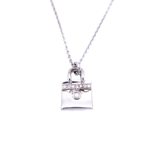 美品 エルメス アミュレット バーキン K18WG/ダイヤモンド ネックレス ホワイトゴールド ジュエリー アクセサリー 0272【中古】HERMES
