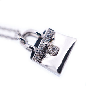美品 エルメス アミュレット バーキン K18WG/ダイヤモンド ネックレス ホワイトゴールド ジュエリー アクセサリー 0272【中古】HERMES