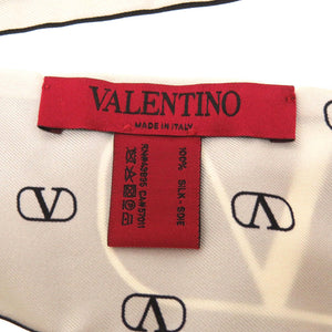 新品同様 ヴァレンティノ ガラヴァーニ シュシュ ロゴ シルク ブラック ホワイト アクセサリー 白 黒 0273 【中古】 Valentino Garavani