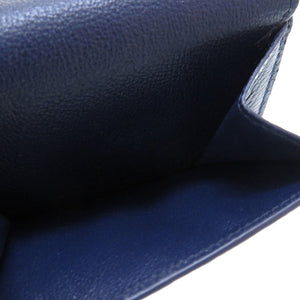 新品同様 バレンシアガ レザー ネイビー 593813 三つ折り財布 財布 紺 0281 【中古】 BALENCIAGA