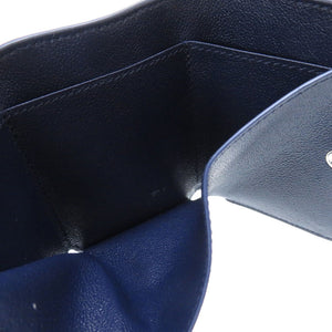 新品同様 バレンシアガ レザー ネイビー 593813 三つ折り財布 財布 紺 0281 【中古】 BALENCIAGA