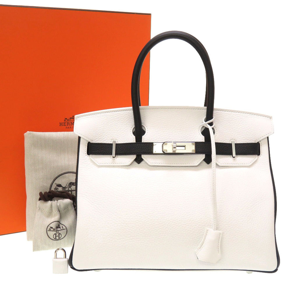 未使用 エルメス バーキン30 トヨンクレマンス ホワイト ブラック パンダ シルバー金具 Y刻印(2020年製) パーソナルオーダー ハンドバッグ 白 黒 0014 【中古】 HERMES