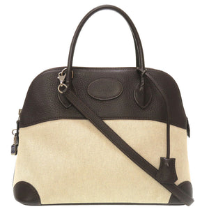 美品 エルメス ボリード31 ハンドバッグ トワルアッシュ カフェ シルバー金具 □H刻印 ハンドバッグ バッグ 茶 0020 【中古】 HERMES