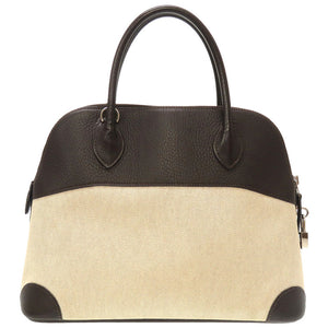 美品 エルメス ボリード31 ハンドバッグ トワルアッシュ カフェ シルバー金具 □H刻印 ハンドバッグ バッグ 茶 0020 【中古】 HERMES