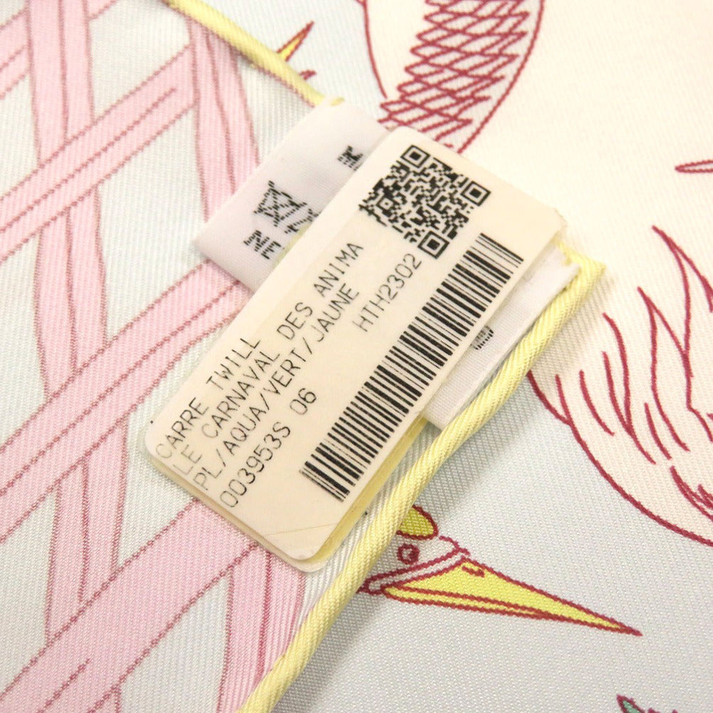 未使用 エルメス カレ90 動物の謝肉祭 LE CARNAVAL DES ANIMAUX シルク イエロー スカーフ 黄 0028 【中古】 HERMES