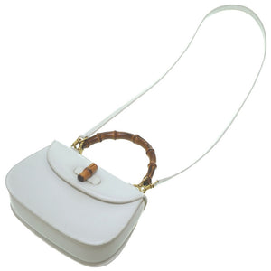 グッチ バンブー ショルダー ハンドバッグ レザー ホワイト 白 0031【中古】GUCCI ショルダーストラップ