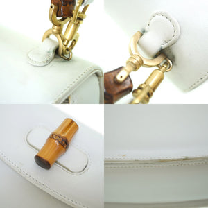 グッチ バンブー ショルダー ハンドバッグ レザー ホワイト 白 0031【中古】GUCCI ショルダーストラップ