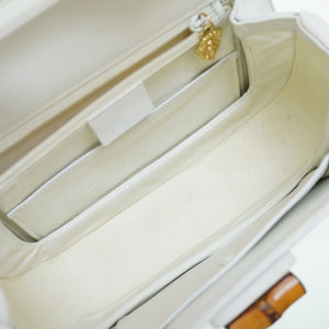 グッチ バンブー ショルダー ハンドバッグ レザー ホワイト 白 0031【中古】GUCCI ショルダーストラップ