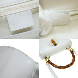 グッチ バンブー ショルダー ハンドバッグ レザー ホワイト 白 0031【中古】GUCCI ショルダーストラップ