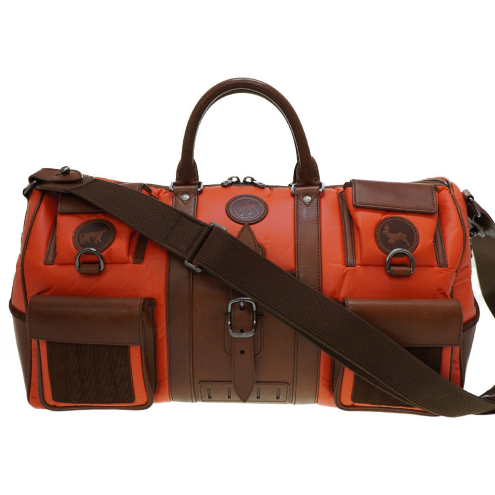 美品 ハンティングワールド シップロック ボストンバッグ レザー/バチュー オレンジ 0032【中古】HUNTING WORLD