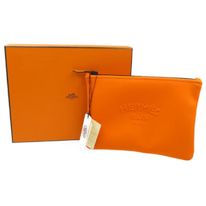 未使用 エルメス トゥルース フラットPM ネオバン ポリアミド エラスタン オレンジ ポーチ 小物入れ 0041【中古】HERMES　