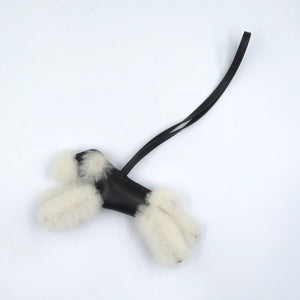 未使用 エルメス バディ U刻印 犬 アニョーミロ ムートン ブラック ホワイト バッグチャーム 0042【中古】HERMES