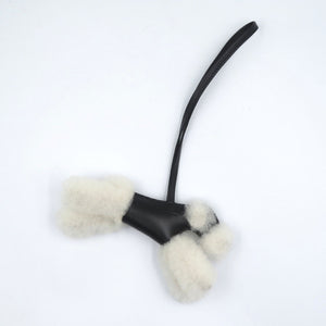 未使用 エルメス バディ U刻印 犬 アニョーミロ ムートン ブラック ホワイト バッグチャーム 0042【中古】HERMES