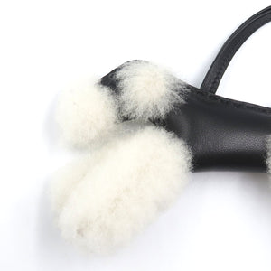 未使用 エルメス バディ U刻印 犬 アニョーミロ ムートン ブラック ホワイト バッグチャーム 0042【中古】HERMES