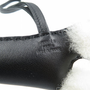 未使用 エルメス バディ U刻印 犬 アニョーミロ ムートン ブラック ホワイト バッグチャーム 0042【中古】HERMES