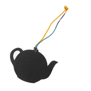 未使用 エルメス プティアッシュGM ティーポット ヴォーエプソン トゴ テールバテュー ブラック レッド バッグチャーム キーホルダー 0043【中古】HERMES