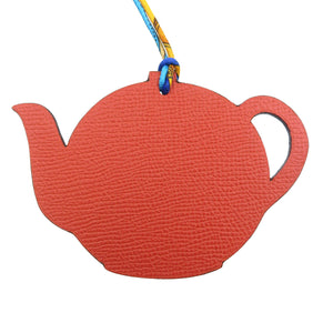 未使用 エルメス プティアッシュGM ティーポット ヴォーエプソン トゴ テールバテュー ブラック レッド バッグチャーム キーホルダー 0043【中古】HERMES