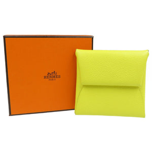 未使用 エルメス バスティア エバーカラー シルバー金具 ライム イエロー U刻印(2022年製) コインケース 小銭入れ 0046【中古】HERMES