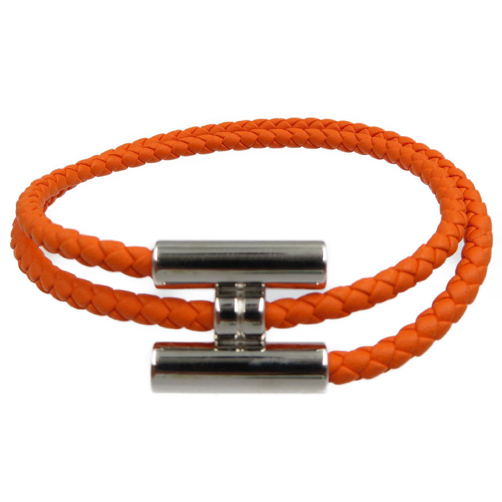 未使用 エルメス トゥルニ トレッセ ヴォースイフト オレンジ シルバー ブレスレット 0047【中古】HERMES