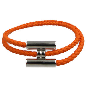 未使用 エルメス トゥルニ トレッセ ヴォースイフト オレンジ シルバー ブレスレット 0047【中古】HERMES