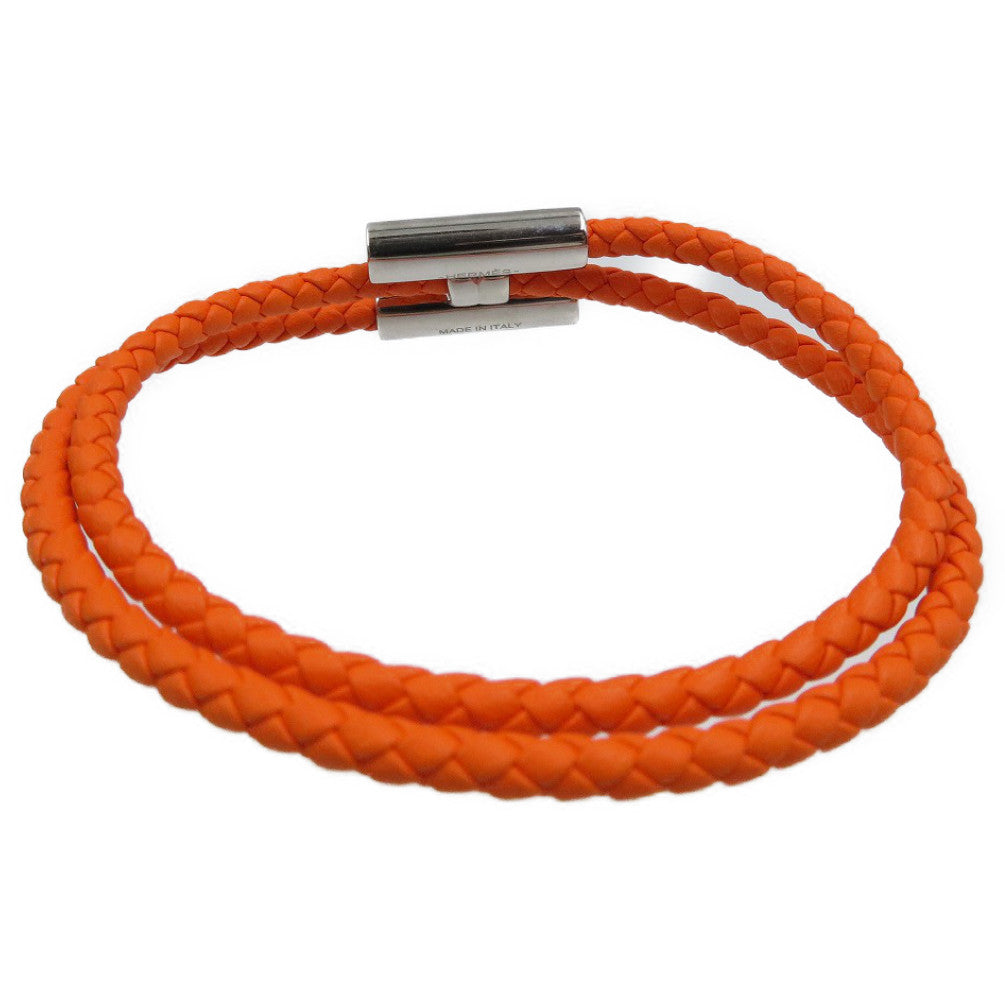 未使用 エルメス トゥルニ トレッセ ヴォースイフト オレンジ シルバー ブレスレット 0047【中古】HERMES