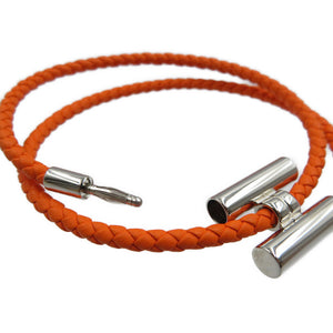 未使用 エルメス トゥルニ トレッセ ヴォースイフト オレンジ シルバー ブレスレット 0047【中古】HERMES