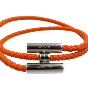 未使用 エルメス トゥルニ トレッセ ヴォースイフト オレンジ シルバー ブレスレット 0047【中古】HERMES