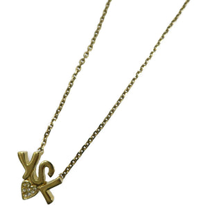 イヴサンローラン ロゴ ハート GP ラインストーン ゴールド ネックレス 0051【中古】Yves Saint Laurent