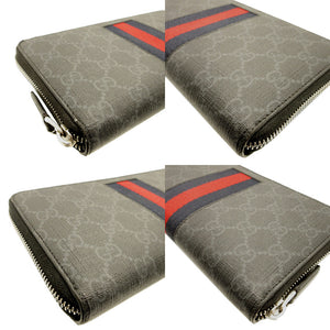 グッチ シェリーライン 481729 GGスプリーム レザー ブラック 黒 ラウンドファスナー長財布 財布 0057【中古】GUCCI
