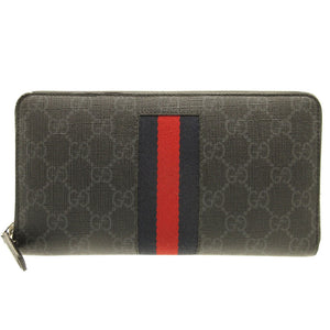 グッチ シェリーライン 481729 GGスプリーム レザー ブラック 黒 ラウンドファスナー長財布 財布 0057【中古】GUCCI