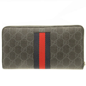 グッチ シェリーライン 481729 GGスプリーム レザー ブラック 黒 ラウンドファスナー長財布 財布 0057【中古】GUCCI