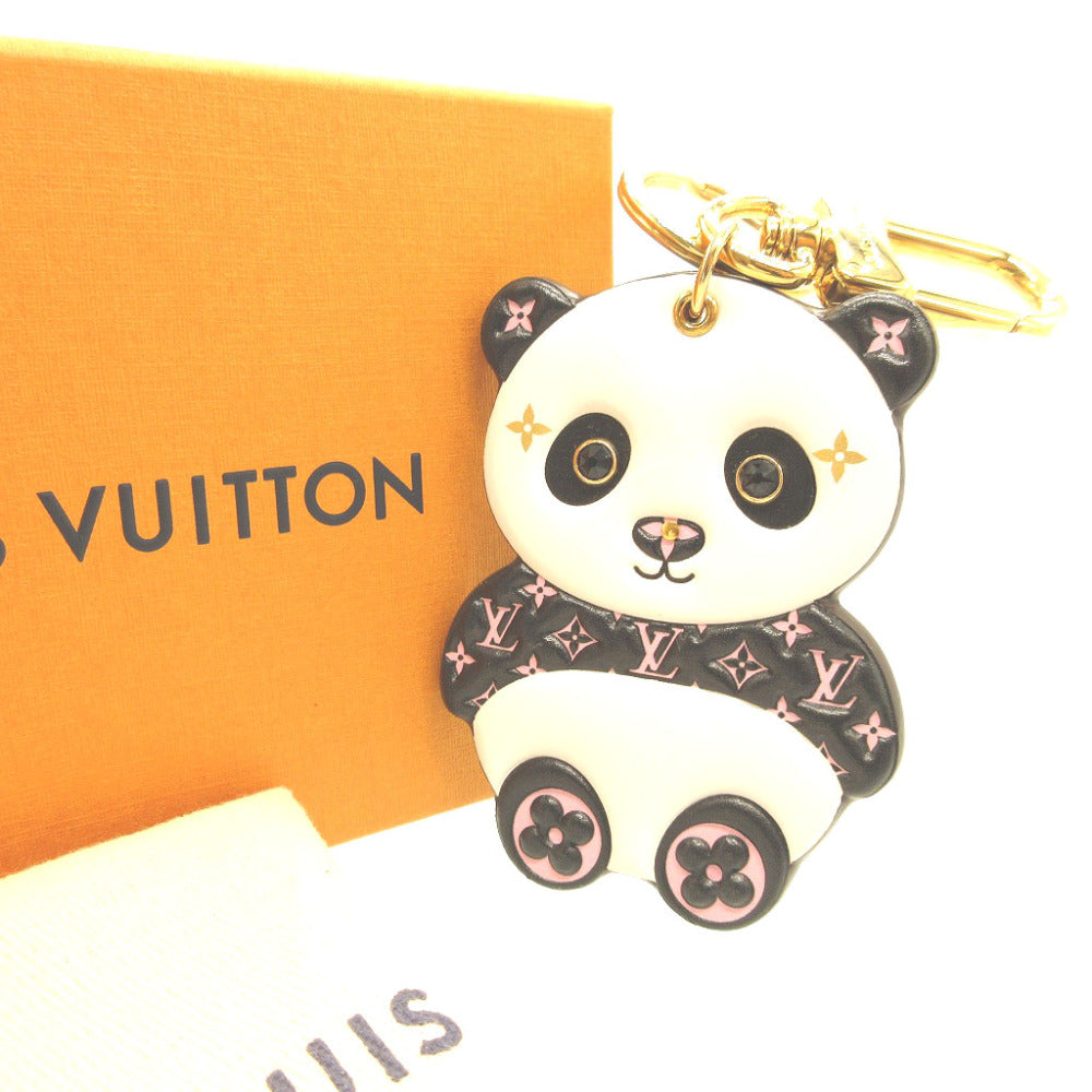 新品同様 ルイヴィトン モノグラム M00993 ポルトクレ LVパンダ レザー ホワイト 白 ブラック 黒 キーリング キーホルダー バッグチャーム 0062【中古】LOUIS VUITTON