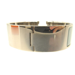 新品同様 エルメス クリッククラックGM □Q刻印(2013年製) メタル 水色 シルバー ブレスレット バングル 0070【中古】HERMES