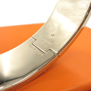 新品同様 エルメス クリッククラックGM □Q刻印(2013年製) メタル 水色 シルバー ブレスレット バングル 0070【中古】HERMES