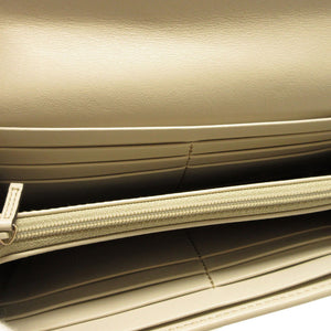 新品同様 グッチ シェリーライン 256998 GGキャンバス レザー ベージュ 2つ折り長財布 財布 5H0074【中古】GUCCI