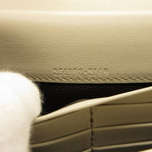 新品同様 グッチ シェリーライン 256998 GGキャンバス レザー ベージュ 2つ折り長財布 財布 5H0074【中古】GUCCI