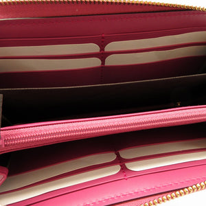 新品同様 グッチ 388680 グッチシマ レザー ピンク ラウンドファスナー長財布 財布 0079【中古】GUCCI