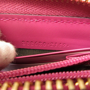 新品同様 グッチ 388680 グッチシマ レザー ピンク ラウンドファスナー長財布 財布 0079【中古】GUCCI