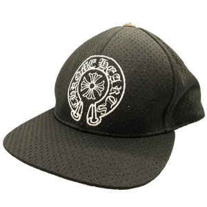 新品同様 クロムハーツ ホースシューロゴ クロスボールボタン メッシュ ポリエステル ブラック 黒 トラッカー キャップ 帽子 0084【中古】CHROME HEARTS