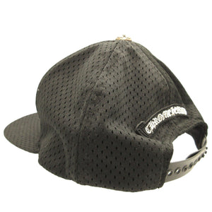 新品同様 クロムハーツ ホースシューロゴ クロスボールボタン メッシュ ポリエステル ブラック 黒 トラッカー キャップ 帽子 0084【中古】CHROME HEARTS