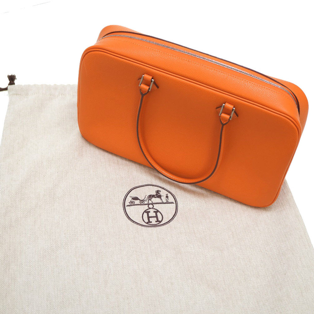 美品 エルメス プリュムエラン28 エプソン オレンジ □H刻印 ハンドバッグ 0089【中古】HERMES