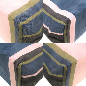 新品同様 マルニ フラワーカフェ ストライプ トートバッグ ナイロン ブルー ピンク 0097 【中古】 MARNI